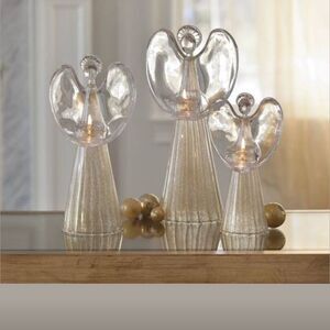 Partylite Elegant Glass Peace Angel Candle Holder Large